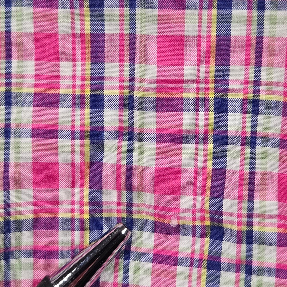 Ralph Lauren Button Down Shirt Mens Medium Pink Plaid Short Sleeve Pony Logo - Picture 5 of 9